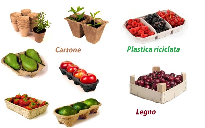 materiali packaging ortofrutta carta plastica legno